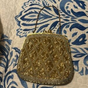 Vintage gold on gold beaded evening bag